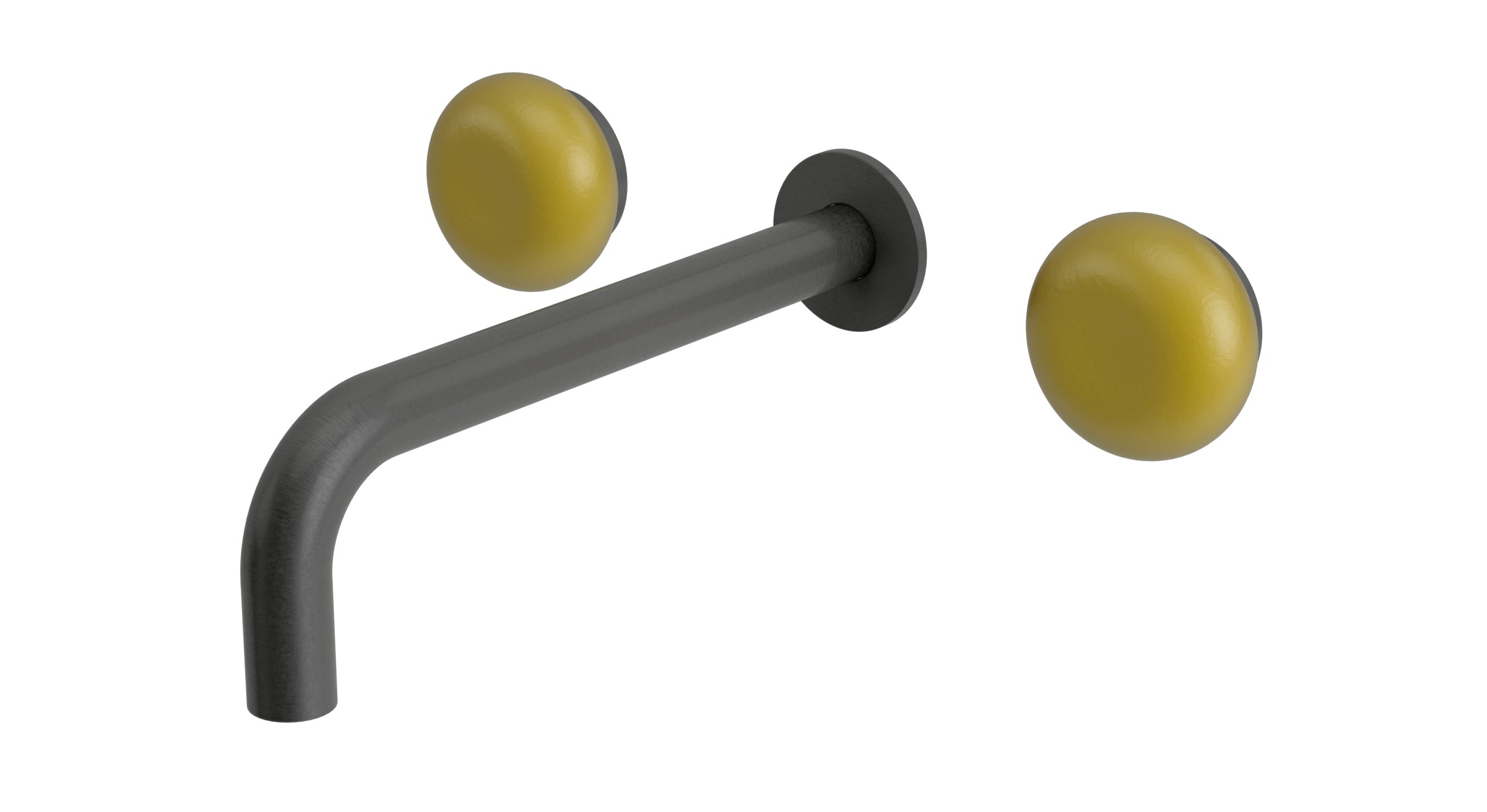 Foundry Two Handle Wall Mount 7.5" Lavatory Faucet with Pebble Ceramic Knob Handles in Blackened Nickel