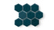 3" Hexagon Sheeted Original Ceramic Mosaic Tile in Caspian Sea Gloss