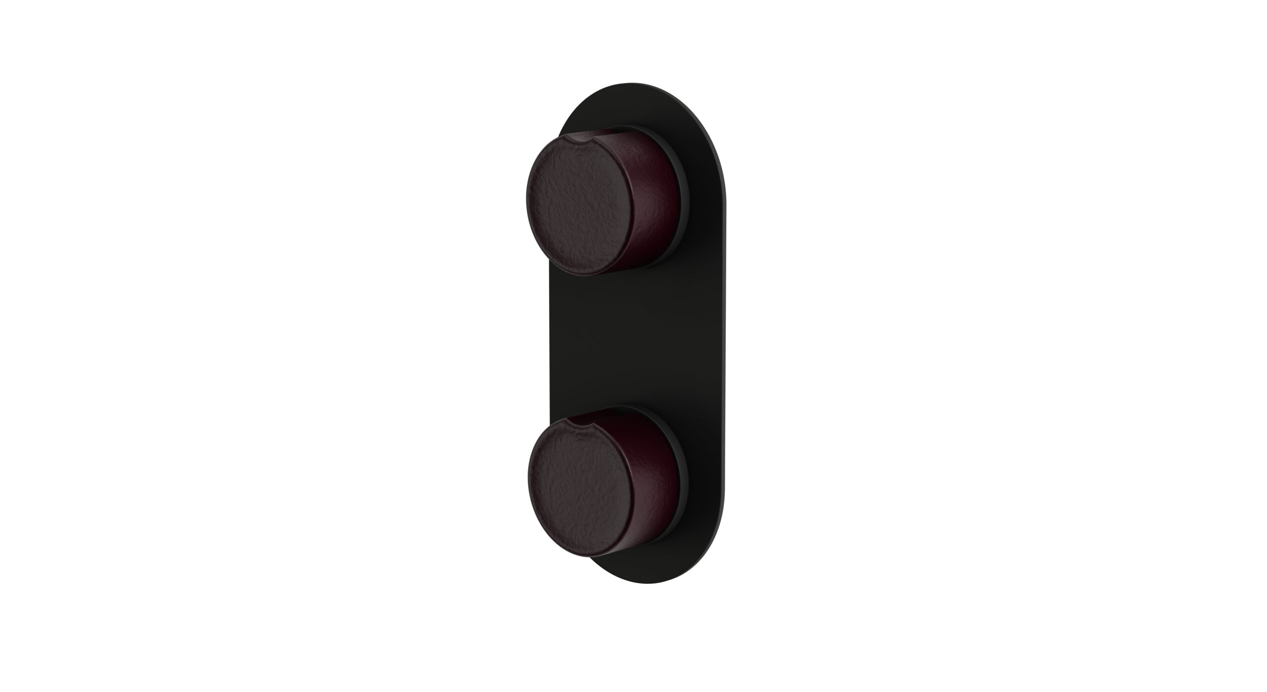 Foundry Two Handle Wall Mount Shower Trim with Groove Ceramic Knob Handles in Matte Black