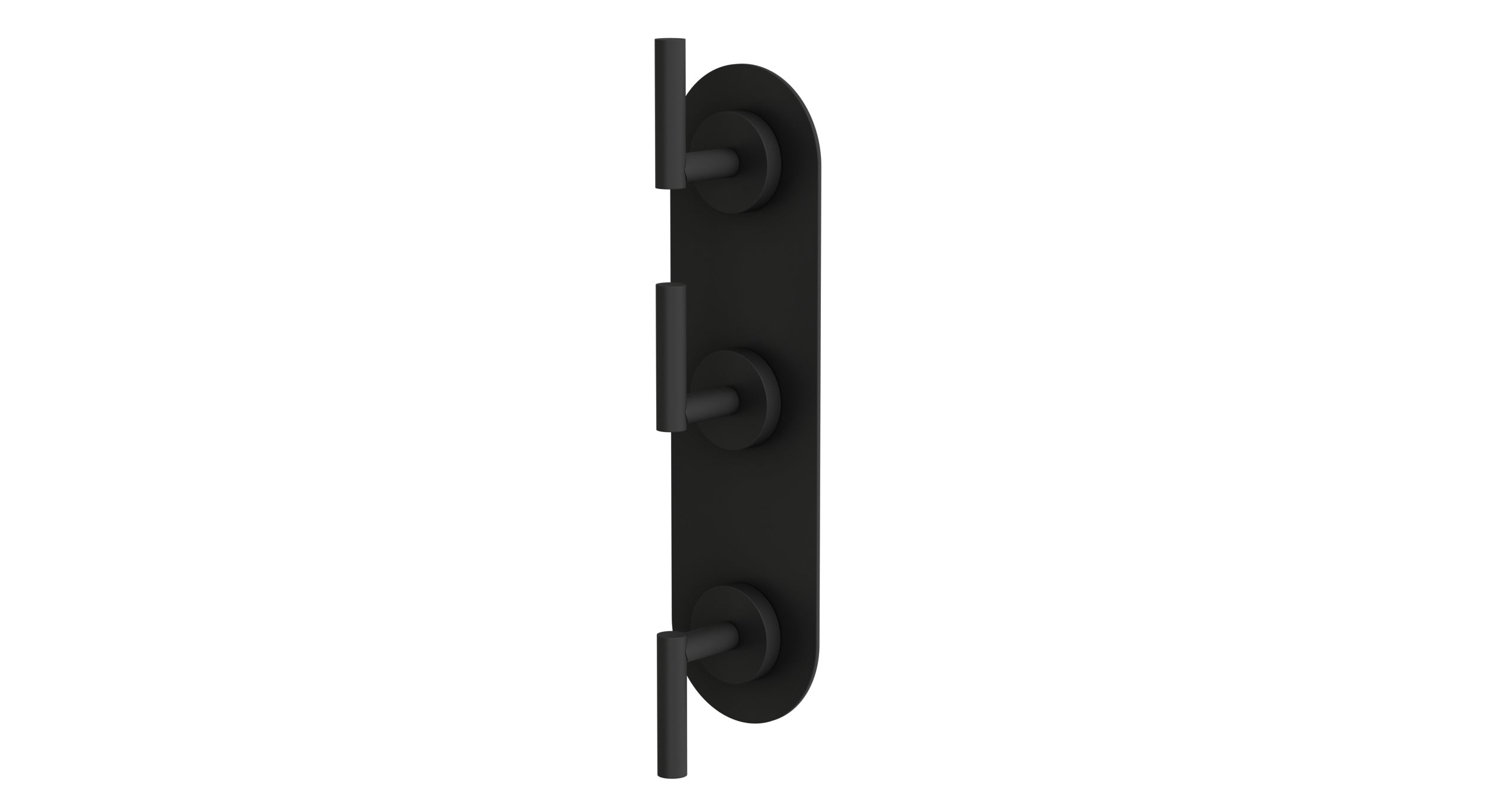 Contour Three Handle Wall Mount Shower Trim with Soft Lever Handles in Matte Black