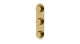 Foundry Three Handle Wall Mount Shower Trim with Barrel Knob Handles in Uncoated Polished Brass