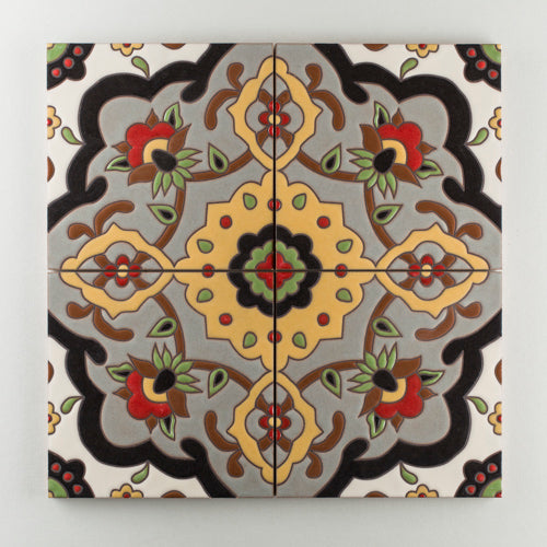 8x8 Handpainted Tile Grandola in Warm Motif