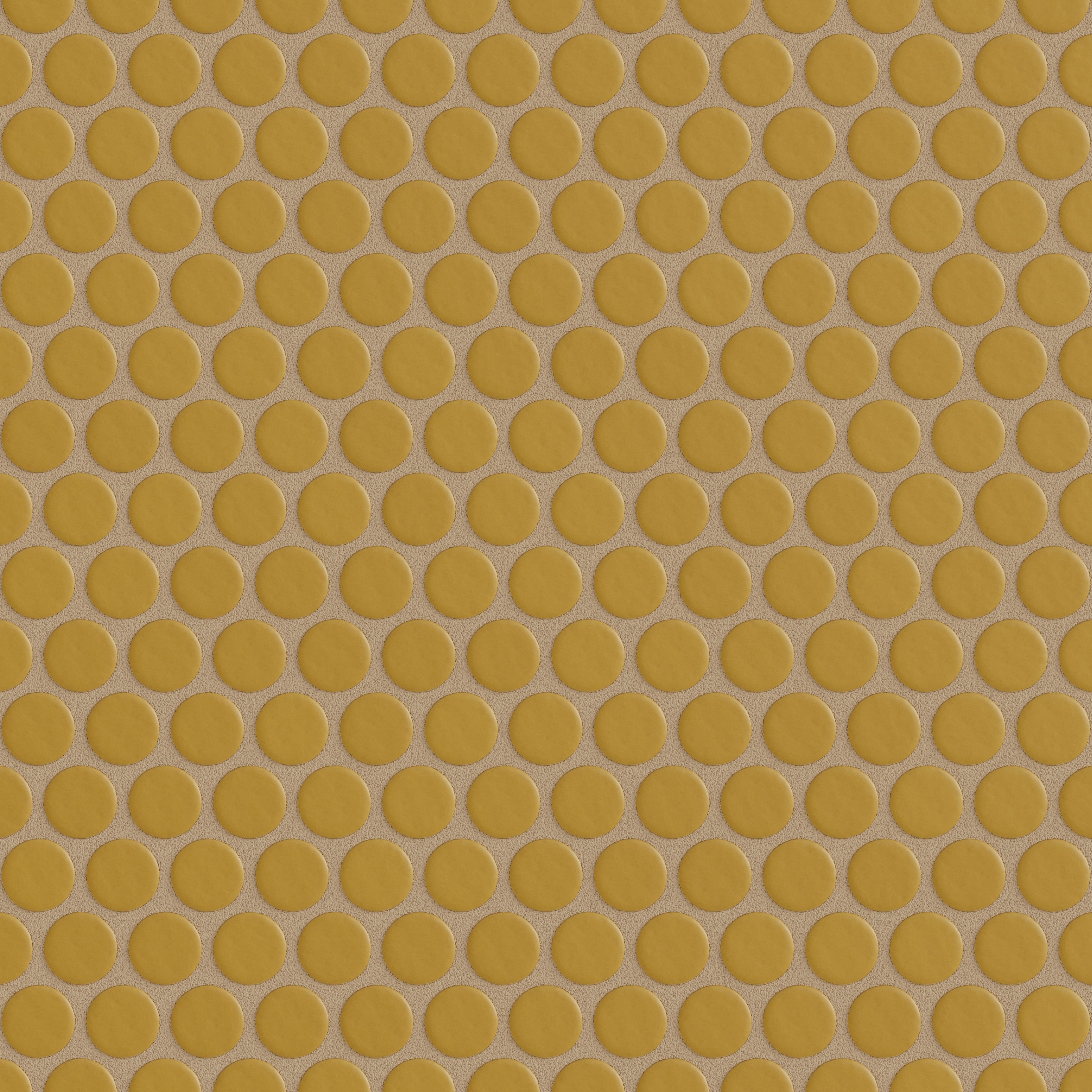 Penny Round Sheeted Original Ceramic Mosaic Tile in Mustard Seed Matte