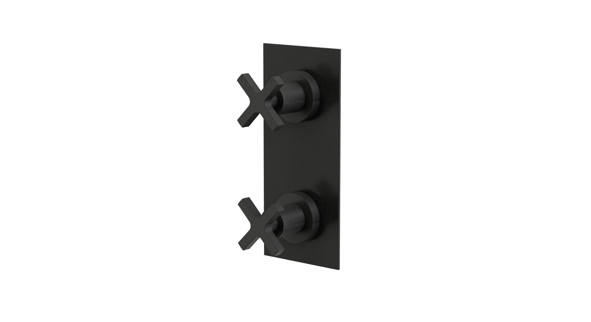 Flatiron Two Handle Wall Mount Shower Trim with Linear Cross Handles in Blackened Nickel