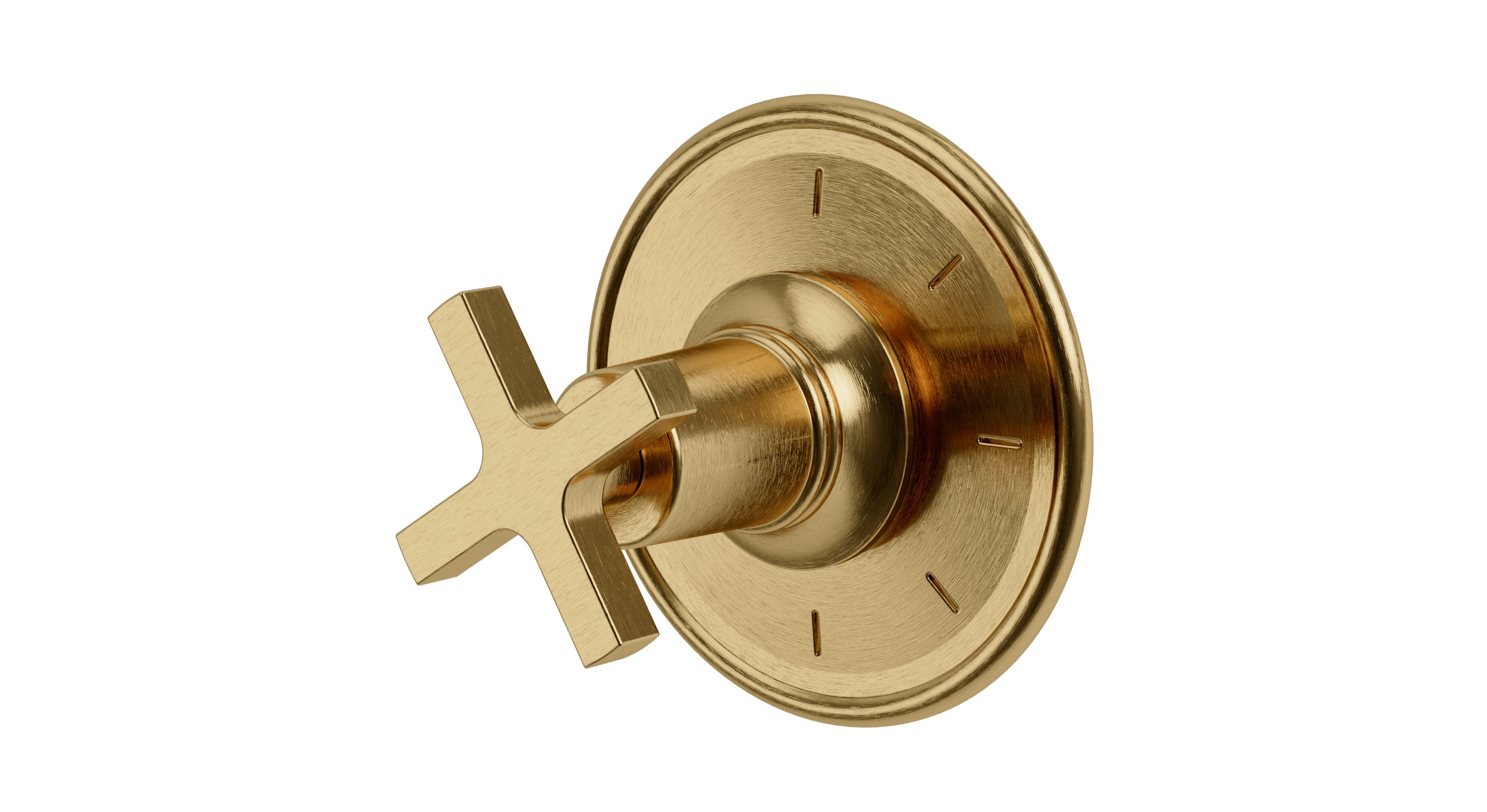 Emerson One Handle Wall Mount Shower Trim with Classic Cross Handle in Satin Brass