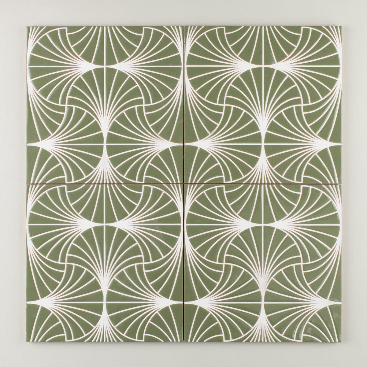 8x8 Handpainted Sample Cypress  in Green Motif