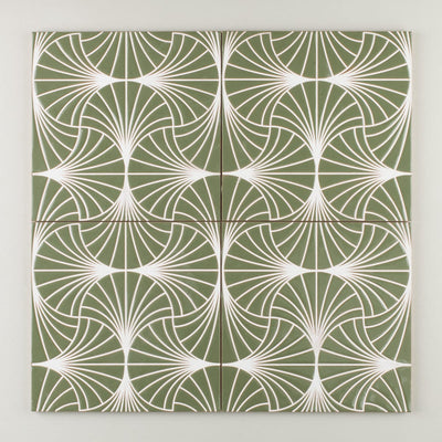 8x8 Handpainted Sample Cypress  in Green Motif
