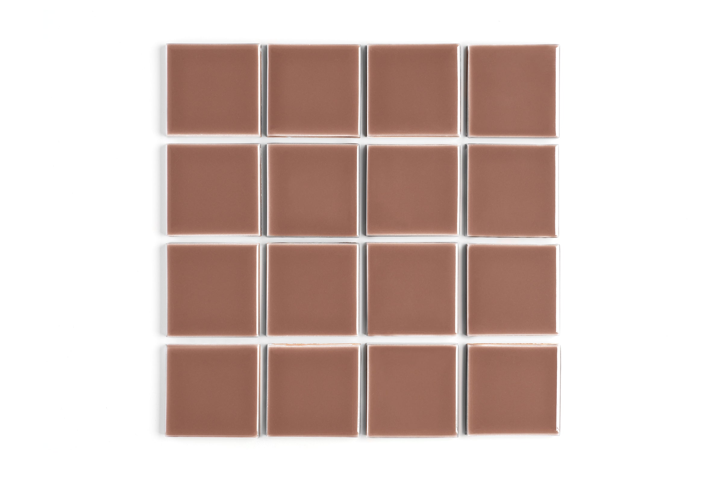 3x3 Straight Set Sheeted Original Ceramic Mosaic Tile in Mauve Gloss