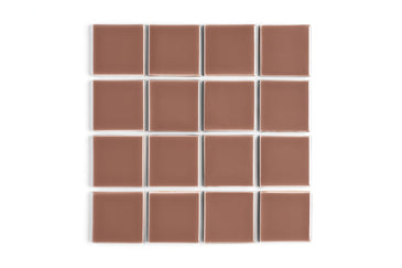 3x3 Straight Set Sheeted Original Ceramic Mosaic Tile in Mauve Gloss