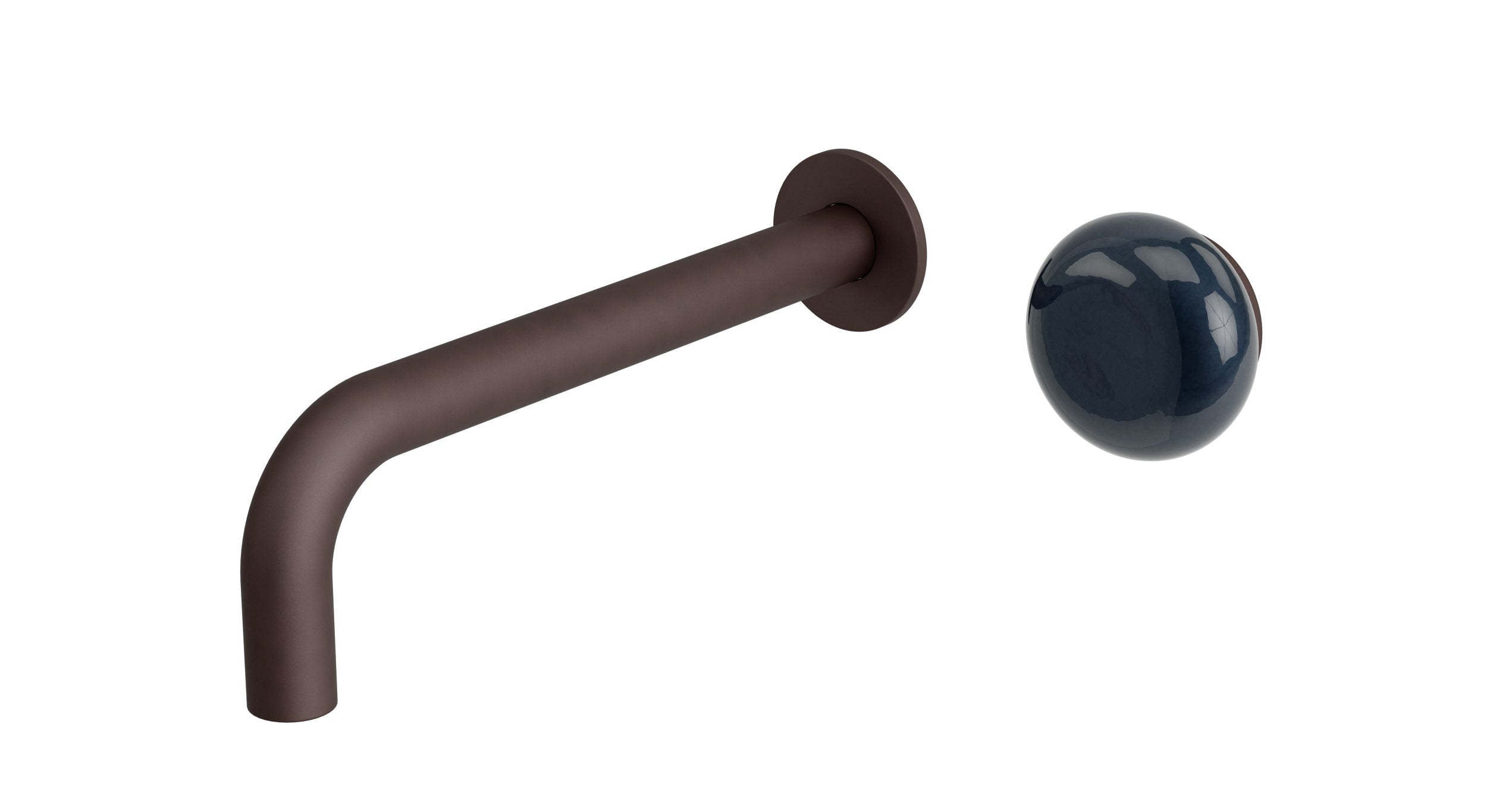 Foundry One Handle Wall Mount 7.5" Lavatory Faucet with Pebble Ceramic Knob Handle in Architectural Copper