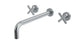 Contour Two Handle Wall Mount 12" Lavatory Faucet with Soft Cross Handles in Satin Chrome