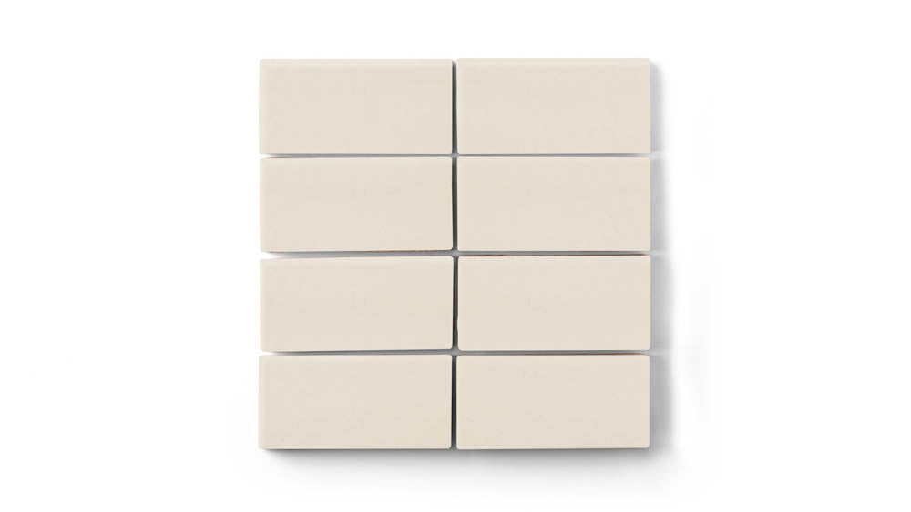 2x4 Straight Set Sheeted Original Ceramic Mosaic Tile in Ivory Matte