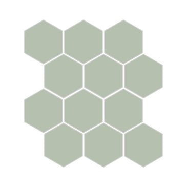 3" Hexagon Sheeted Original Ceramic Mosaic Tile in Rosemary Matte
