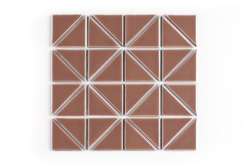 3" Triangle Sheeted - Quadrant Original Ceramic Mosaic Tile in Mauve Gloss