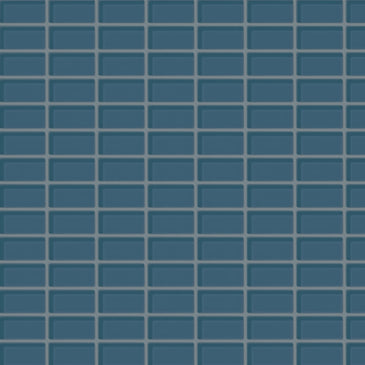 1x2 Straight Set Sheeted Glass Mosaic Tile in Blue Jay Gloss