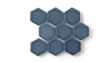 3" Hexagon Sheeted Original Ceramic Mosaic Tile in Slate Blue Gloss
