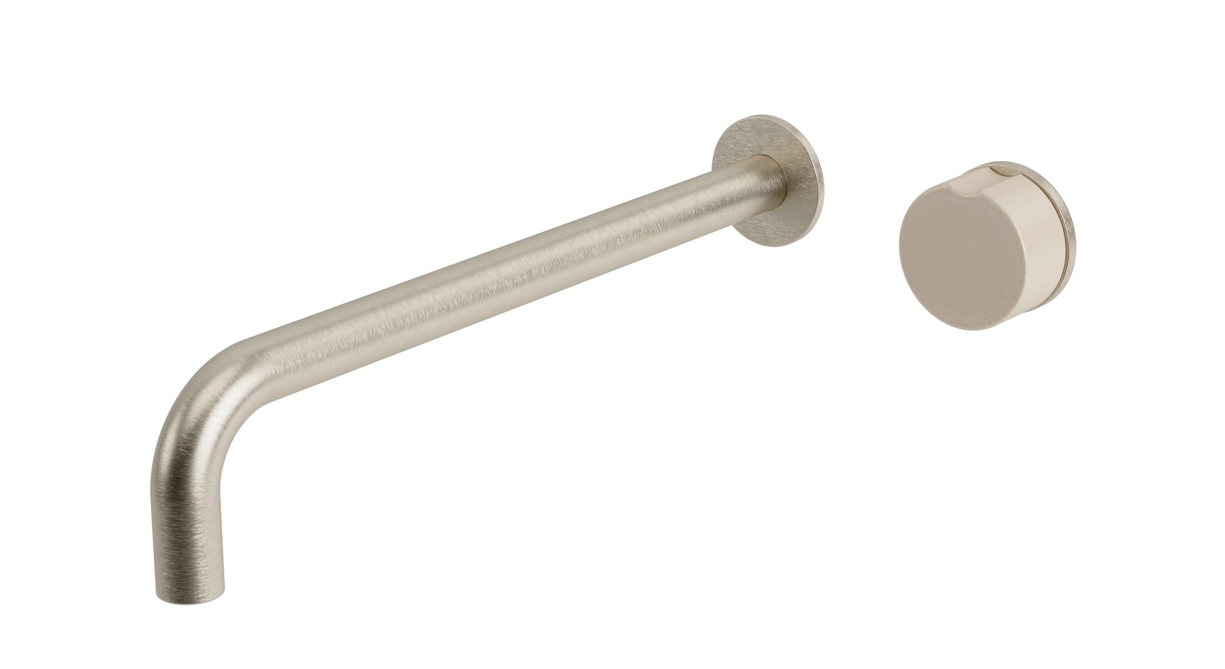 Foundry One Handle Wall Mount 12" Lavatory Faucet with Groove Ceramic Knob Handle in Satin Nickel
