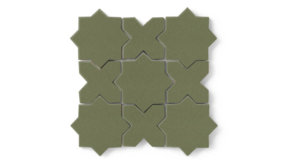 Mini Star & Cross Original Ceramic Tile in Peabody Gloss