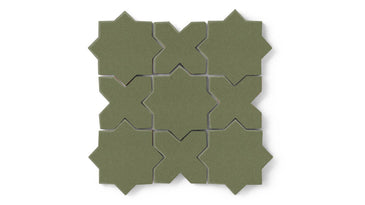 Mini Star & Cross Original Ceramic Tile in Peabody Gloss
