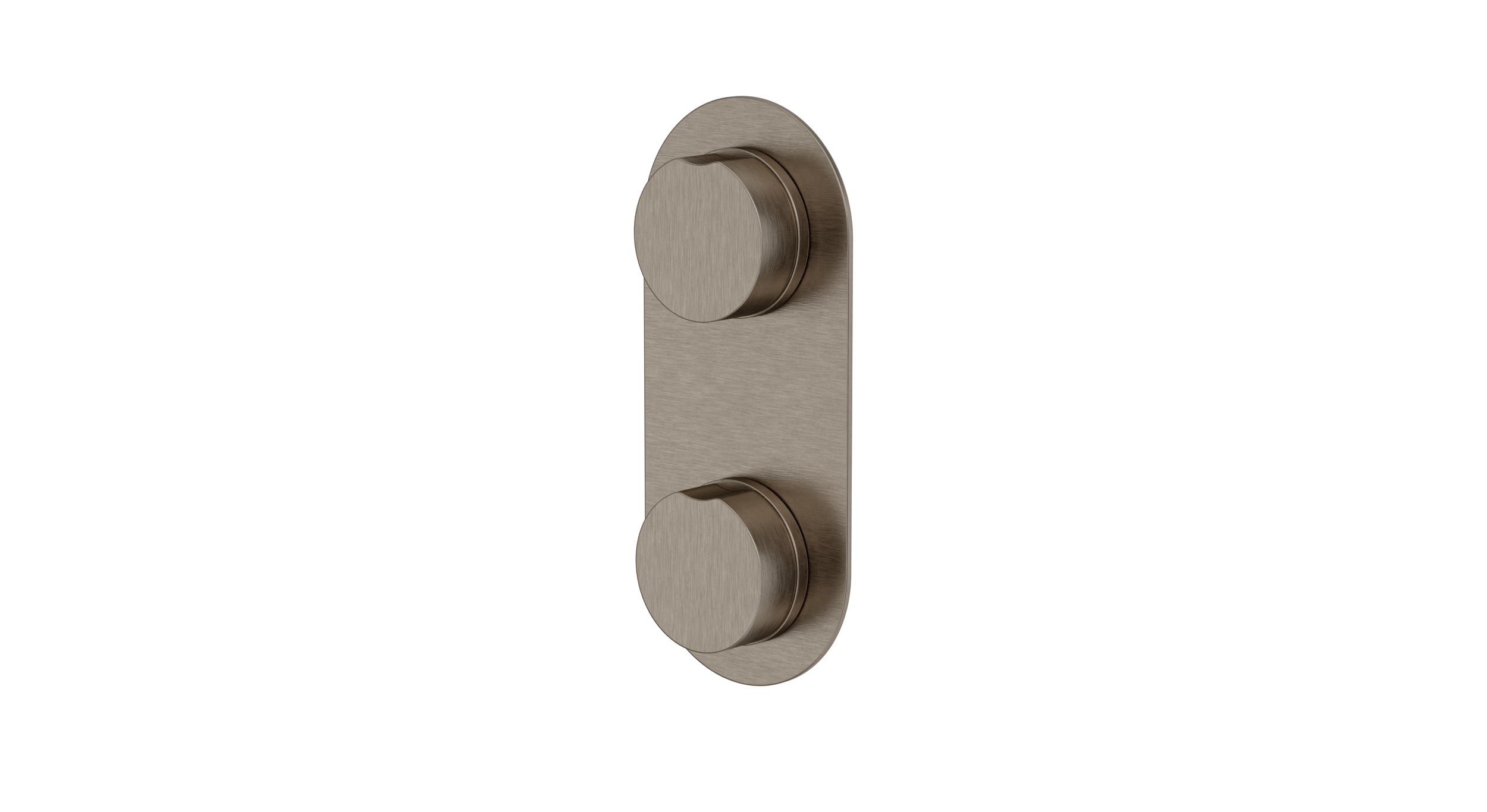 Foundry Two Handle Wall Mount Shower Trim with Barrel Knob Handles in Antique Nickel