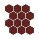 3" Hexagon Sheeted Original Ceramic Mosaic Tile in Vintage Leather Gloss