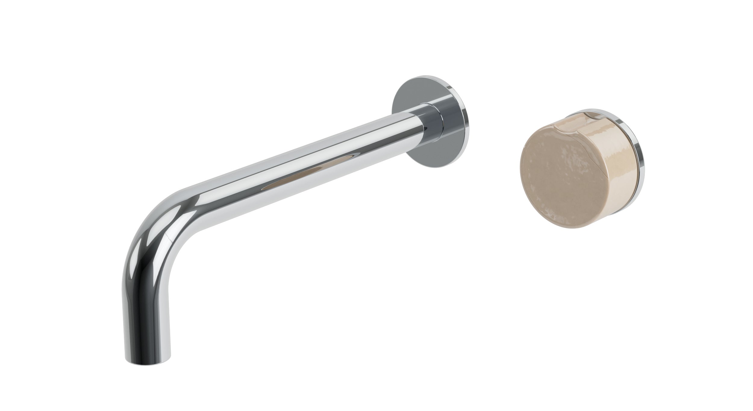 Foundry One Handle Wall Mount 7.5" Lavatory Faucet with Groove Ceramic Knob Handle in Polished Chrome