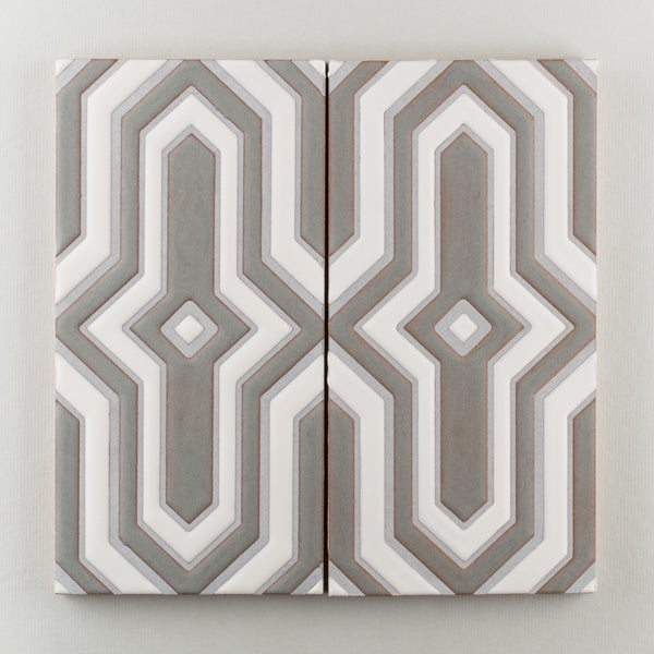 6x12 Handpainted Tile Mazagan in Neutral Motif