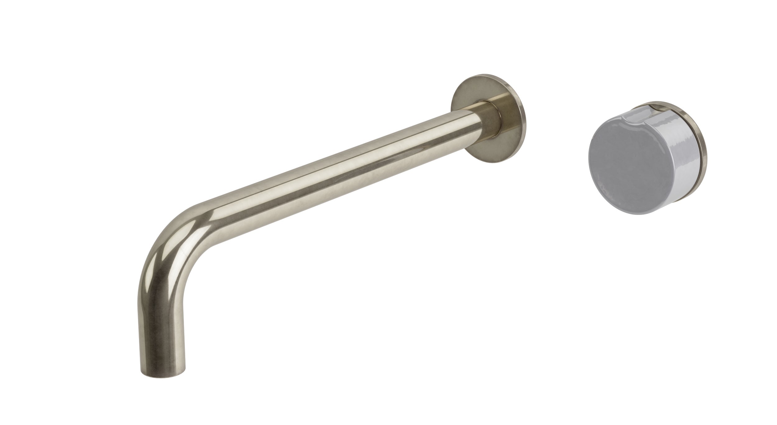 Foundry One Handle Wall Mount 10" Lavatory Faucet with Groove Ceramic Knob Handle in French Nickel