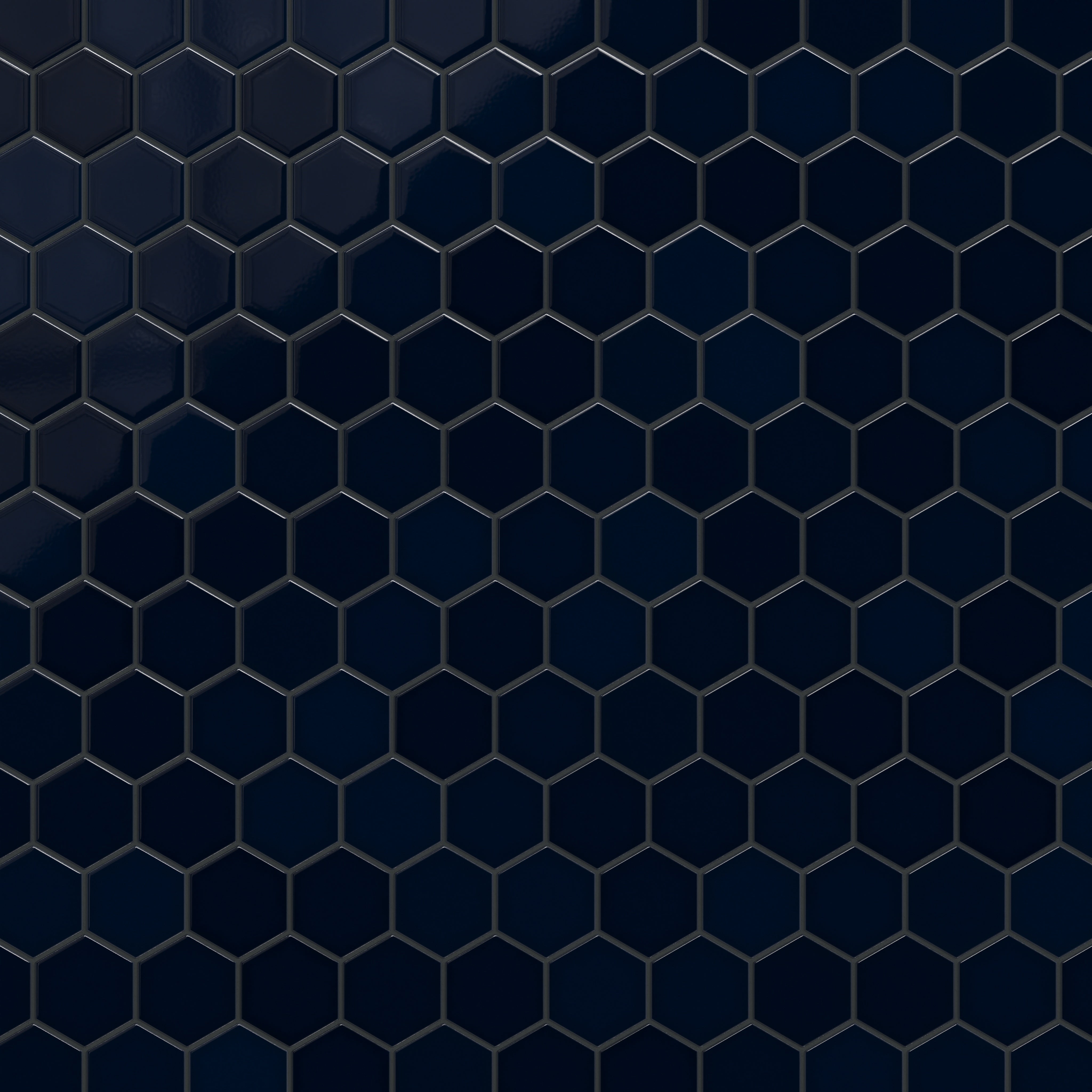 4" Hexagon Original Ceramic Tile in Navy Blue Gloss