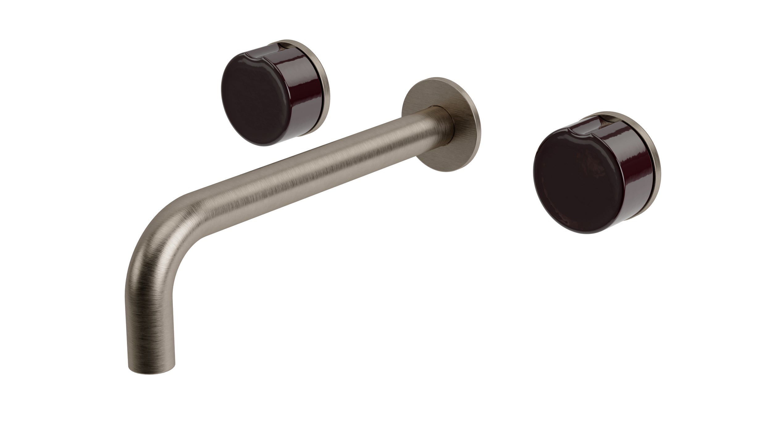Foundry Two Handle Wall Mount 7.5" Lavatory Faucet with Groove Ceramic Knob Handles in Antique Nickel