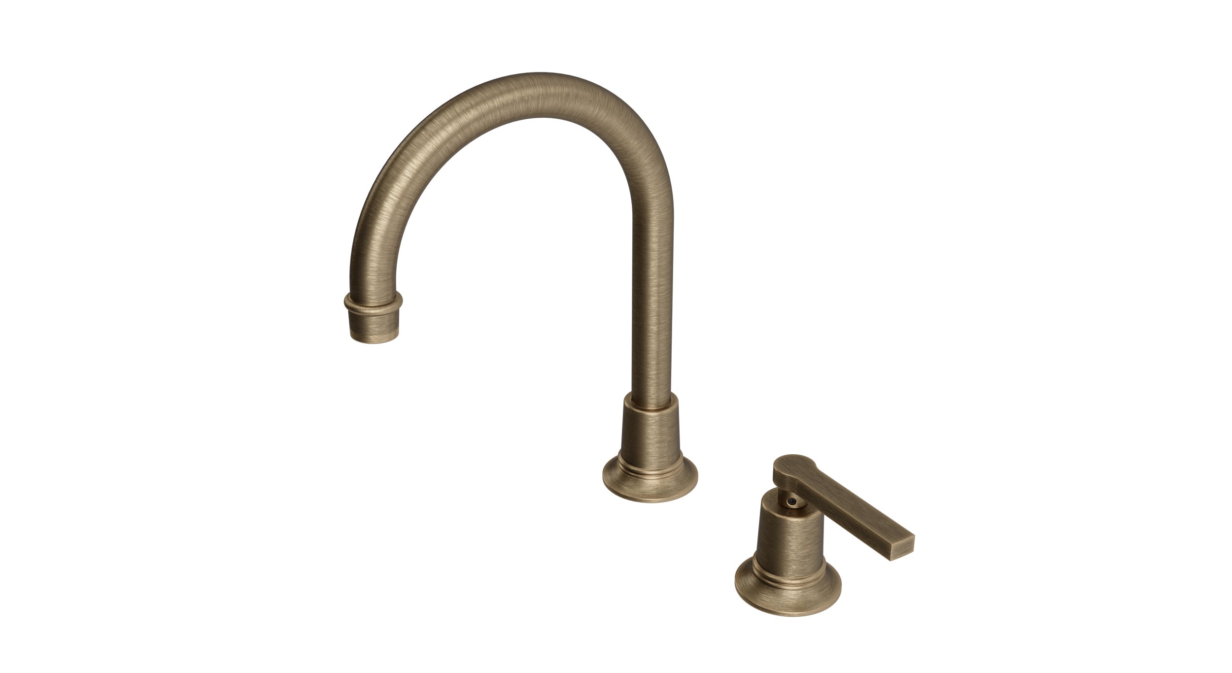 Emerson One Handle Deck Mount Gooseneck Lavatory Faucet with Classic Lever Handle in Antique Brass