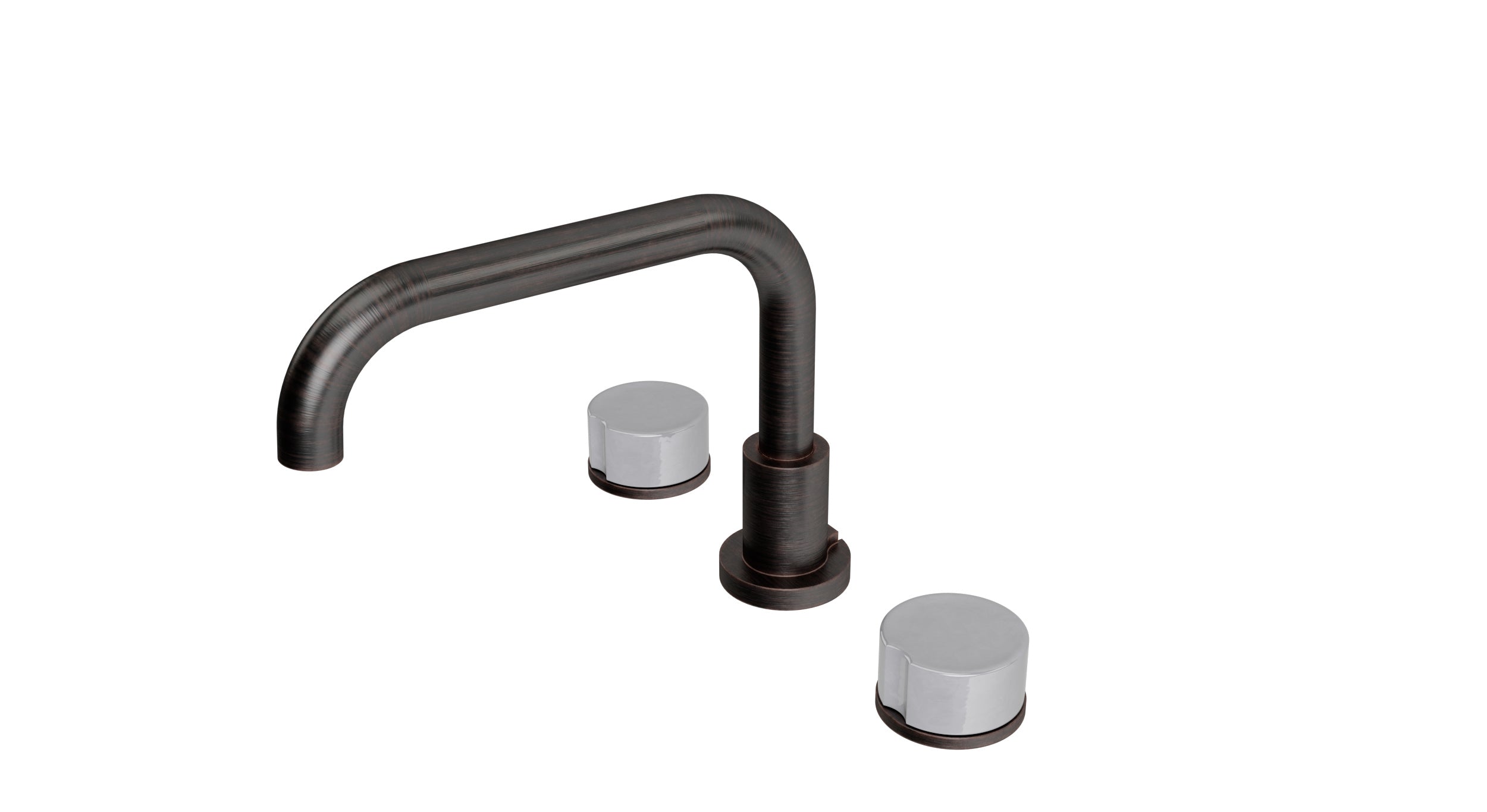 Foundry Two Handle Deck Mount Squaretop Bath Trim with Groove Ceramic Knob Handles in Antique Bronze