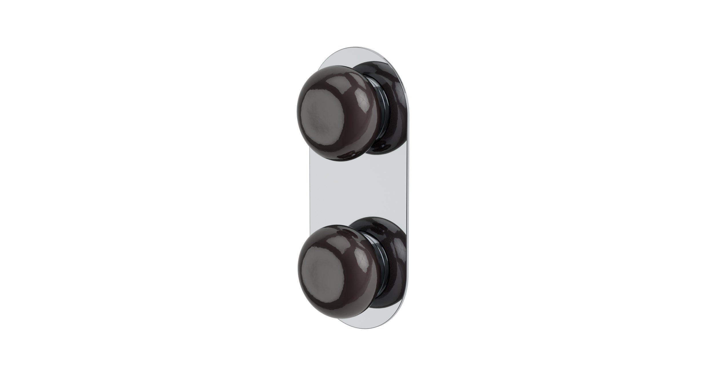 Foundry Two Handle Wall Mount Shower Trim with Pebble Ceramic Knob Handles in Polished Chrome