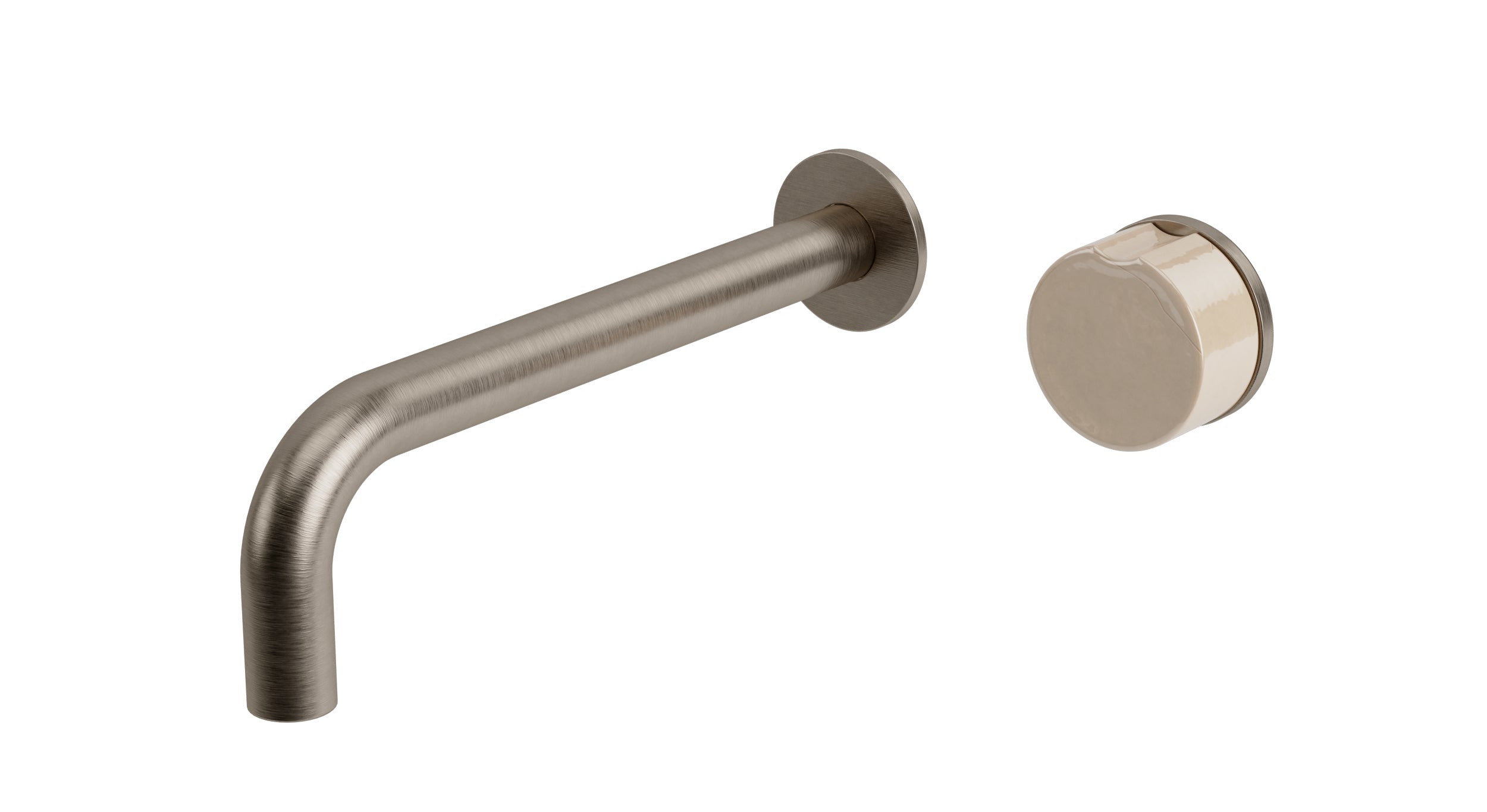 Foundry One Handle Wall Mount 7.5" Lavatory Faucet with Groove Ceramic Knob Handle in Antique Nickel