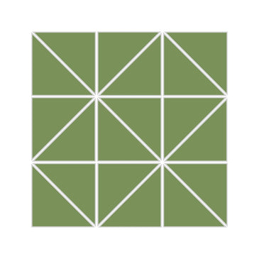 3" Triangle Sheeted - Quadrant Original Ceramic Mosaic Tile in Kelp Matte