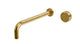 Foundry One Handle Wall Mount 12" Lavatory Faucet with Barrel Knob Handle in French Brass