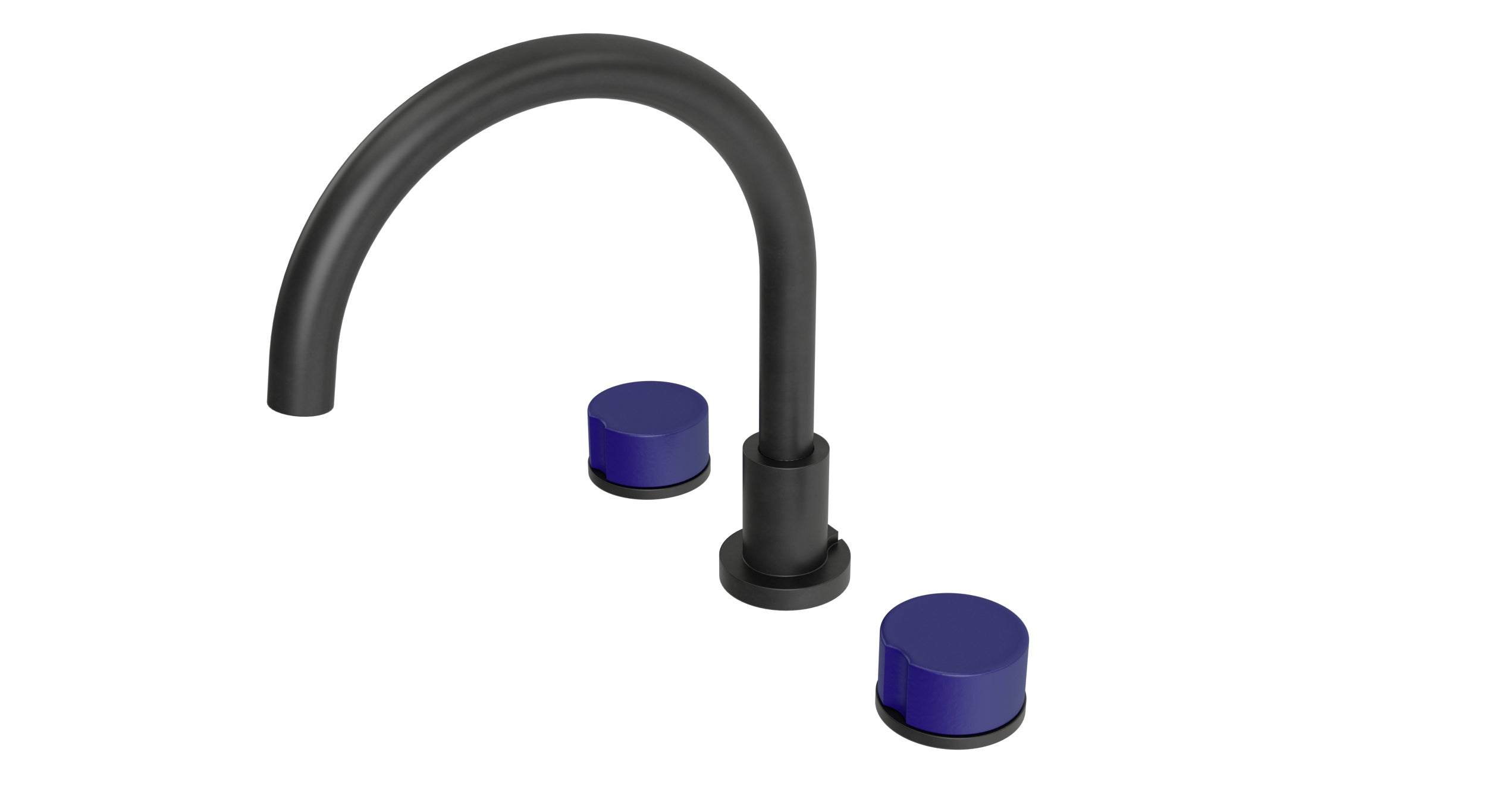 Foundry Two Handle Deck Mount Gooseneck Bath Trim with Groove Ceramic Knob Handles in Oil Rubbed Bronze