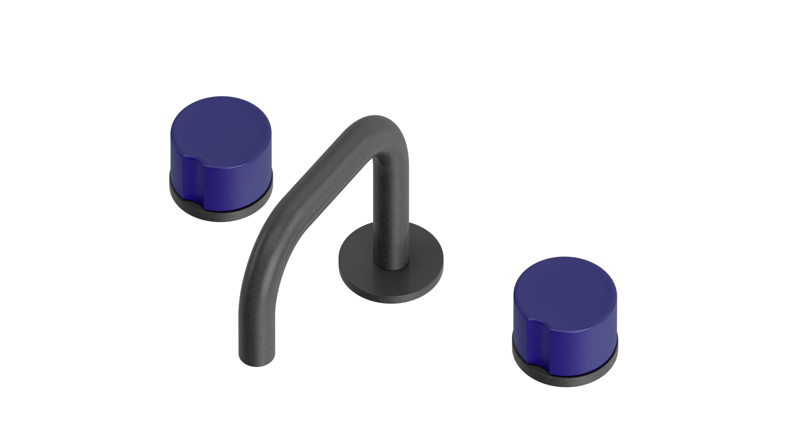 Foundry Two Handle Deck Mount Squaretop Lavatory Faucet with Groove Ceramic Knob Handles