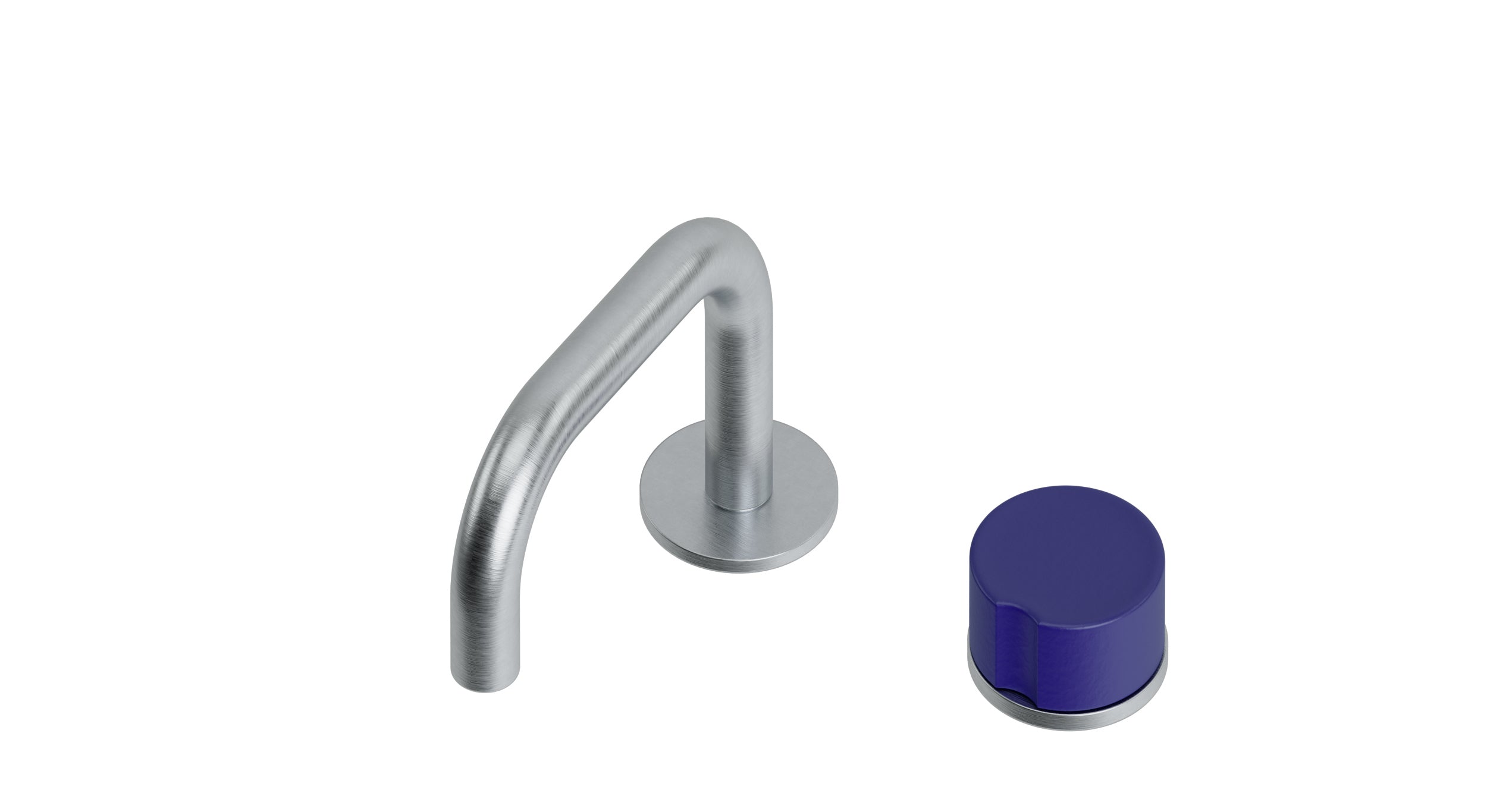 Foundry One Handle Deck Mount Squaretop Lavatory Faucet with Groove Ceramic Knob Handle in Satin Chrome