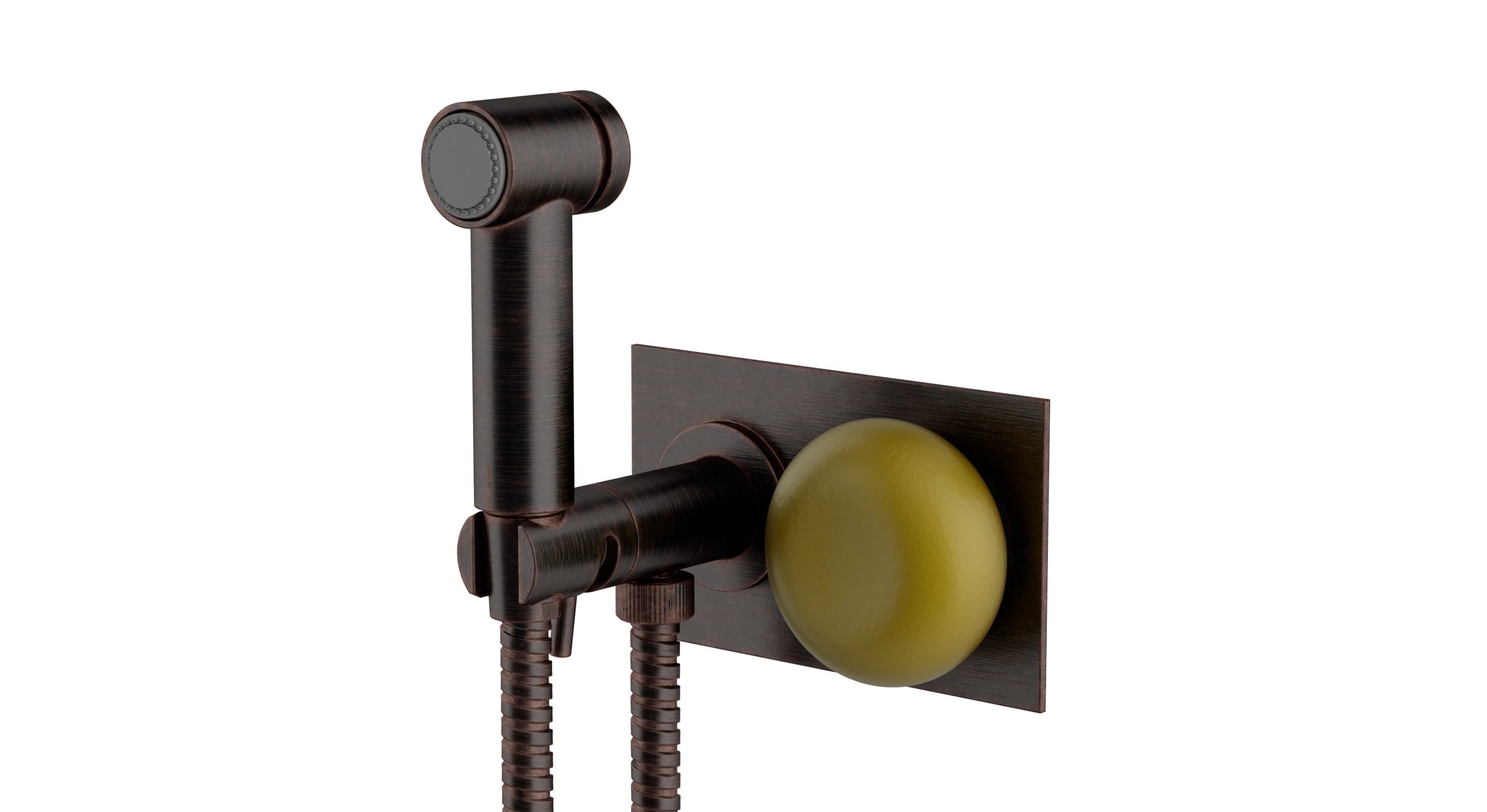 Foundry One Handle Wall Mount Bidet Trim with Pebble Ceramic Knob Handle in Antique Bronze