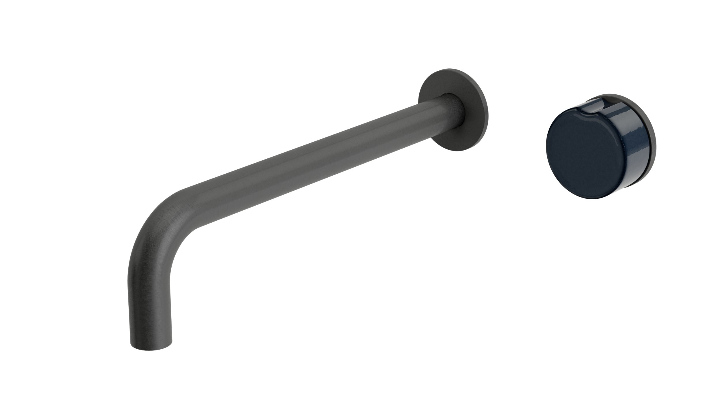 Foundry One Handle Wall Mount 10" Lavatory Faucet with Groove Ceramic Knob Handle in Blackened Nickel