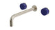 Foundry Two Handle Wall Mount 10" Lavatory Faucet with Groove Ceramic Knob Handles in Satin Nickel