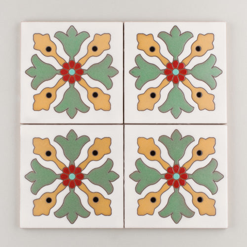 6x6 Handpainted Tile Avila in Warm Motif