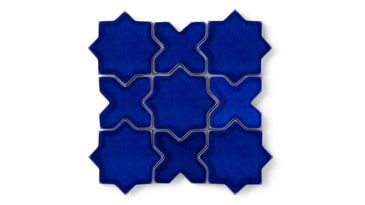 Mini Star & Cross Original Ceramic Tile in Azul Gloss