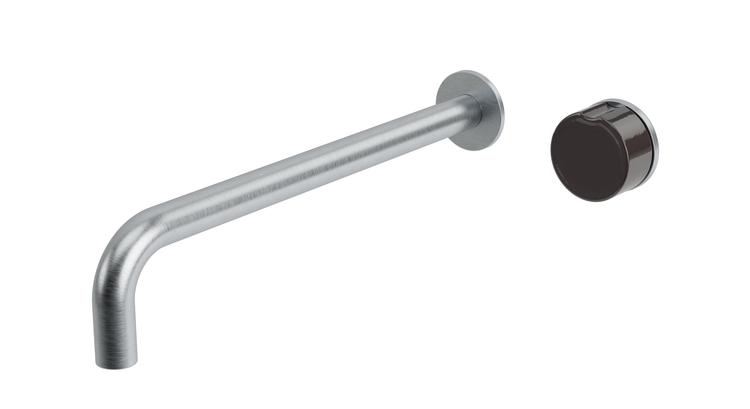 Foundry One Handle Wall Mount 12" Lavatory Faucet with Pebble Ceramic Knob Handle in Satin Chrome