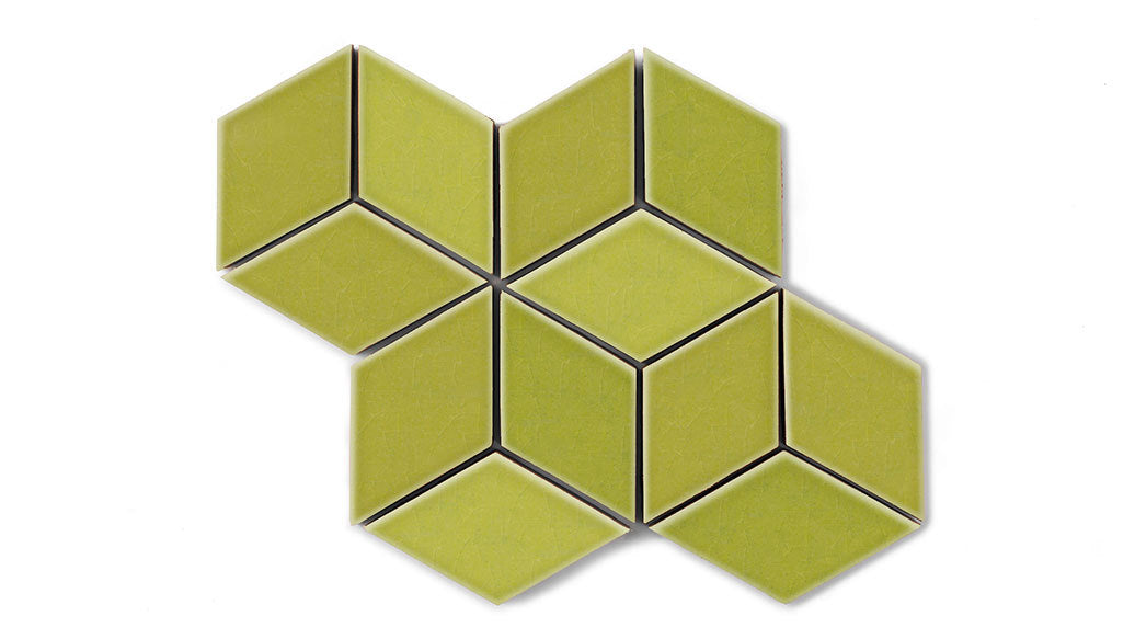 Small Diamond Sheeted - Escher Original Ceramic Mosaic Tile in Palm Tree Gloss