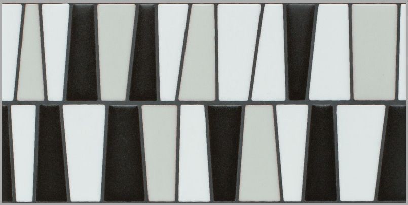 6x12 Handpainted Tile River Rock in Black & White Motif