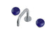 Foundry Two Handle Deck Mount Squaretop Lavatory Faucet with Pebble Ceramic Knob Handles in Satin Chrome