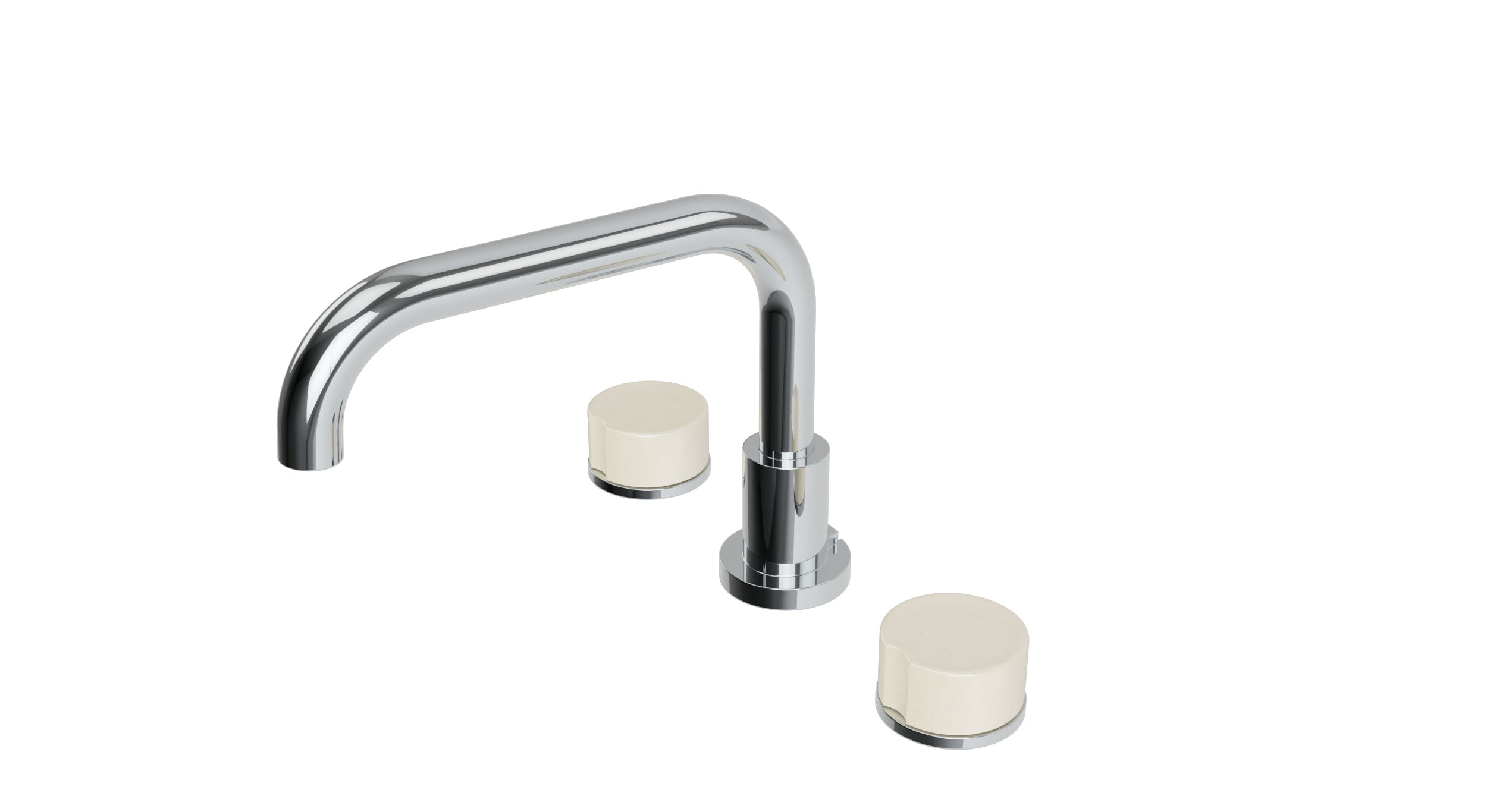 Foundry Two Handle Deck Mount Squaretop Bath Trim with Groove Ceramic Knob Handles in Polished Chrome