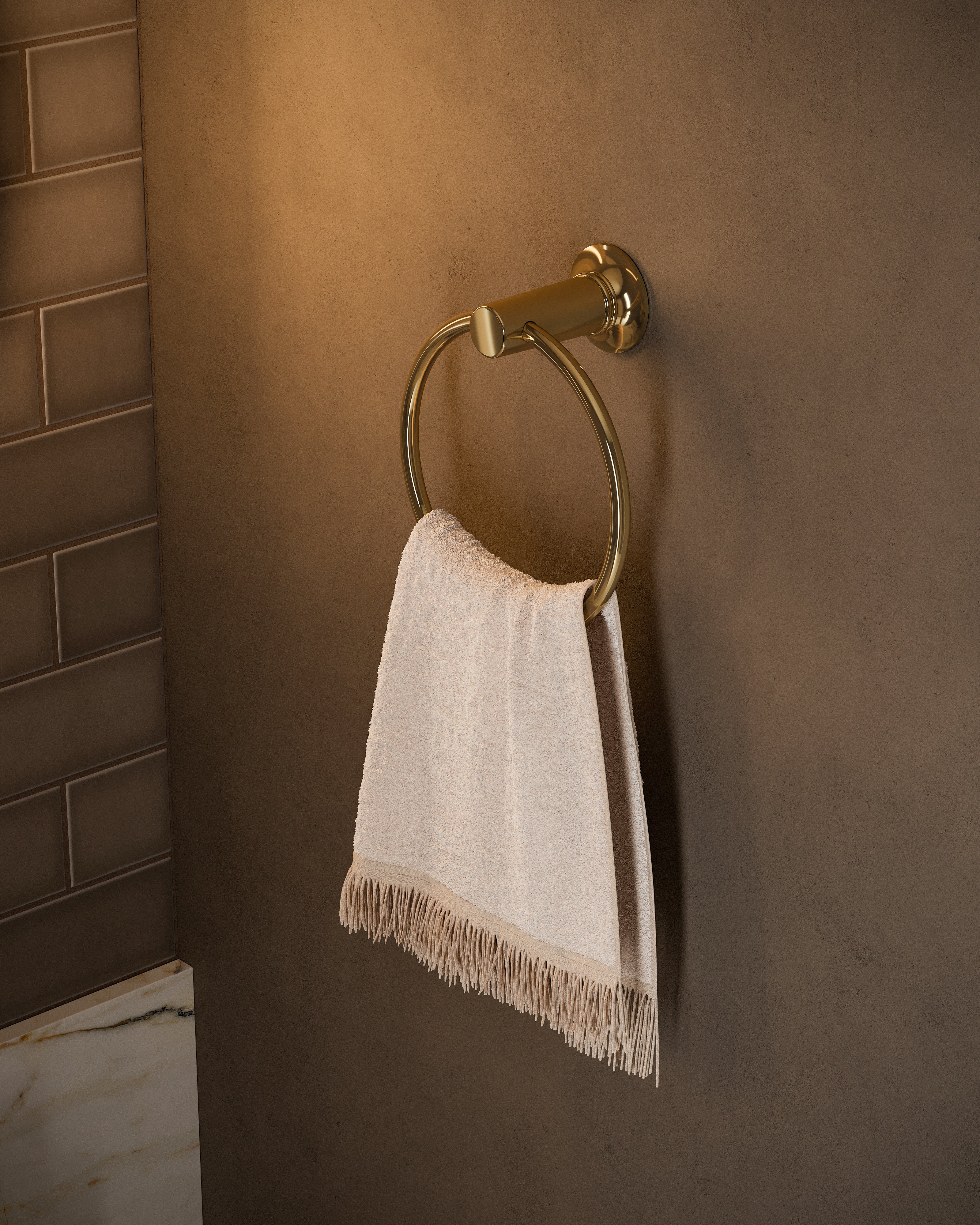Emerson Towel Ring in Polished Brass
